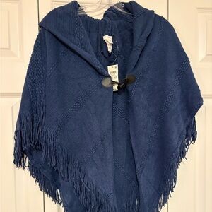 Charter Club Blue Hooded Poncho